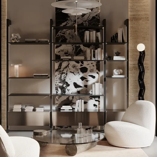 Niebieskie profile aluminiowe ZYLA – detal regału